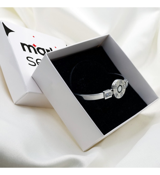 ALC Collection Zirkon Desen Roma Rakamlı Şık Tasarım Kelepçe Çelik Bileklik