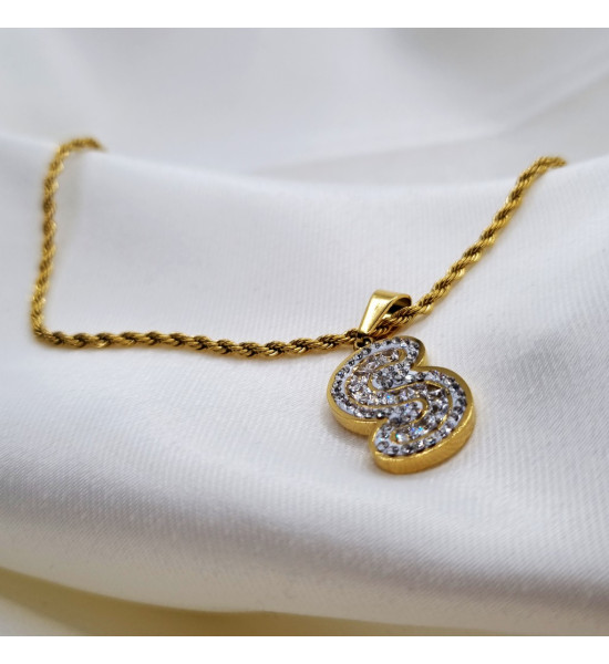 ALC Collection S Harfli Şık Hafif Zincirli Kadın Çelik Kolye