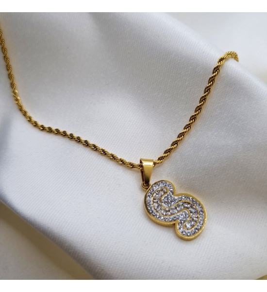 ALC Collection S Harfli Şık Hafif Zincirli Kadın Çelik Kolye