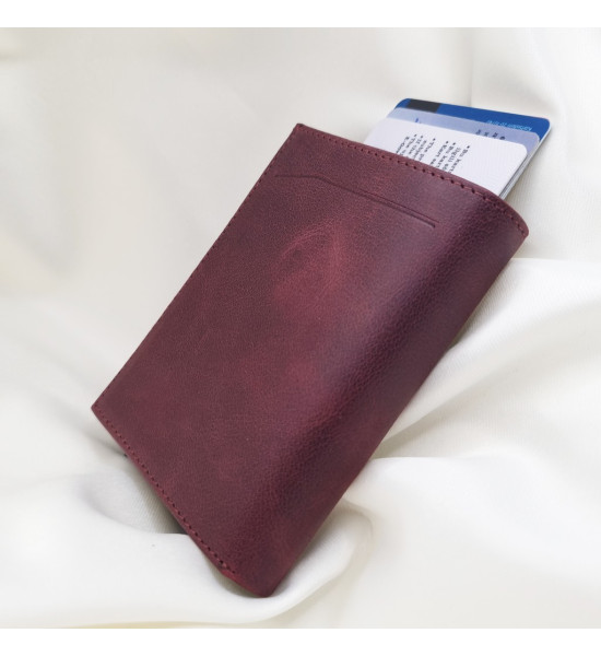 ALC Collection Hakiki Deri Otomatik Mekanizmalı Kartlık Cüzdan (Bordo) (Crazy)