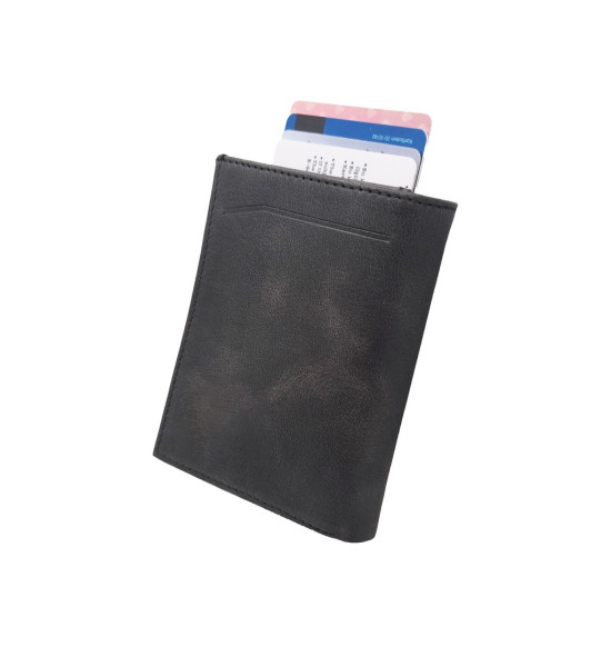 ALC Collection Hakiki Deri Otomatik Mekanizmalı Kartlık Cüzdan (Koyu Gri) (Crazy)