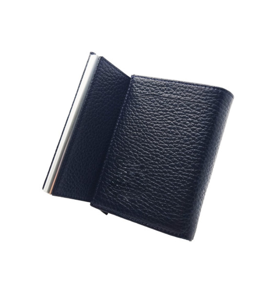 ALC Collection Hakiki Deri Otomatik Mekanizmalı Kartlık Cüzdan (Parlak Lacivert) (Floter)