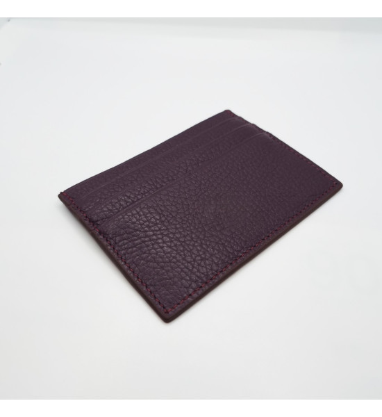 ALC Collection Hakiki Deri Floter Desen İnce Unisex Klasik Kartlık Cüzdan (Bordo)