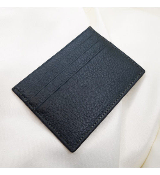 ALC Collection Hakiki Deri Floter Desen İnce Unisex Klasik Kartlık Cüzdan (Haki Yeşili)