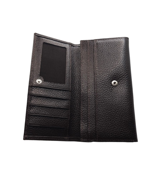 ALC Collection Hakiki Deri Lüks Klasik Kapaklı Unisex Cüzdan (Kahverengi)