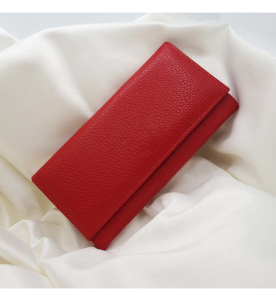 ALC Collection Hakiki Deri Lüks Klasik Kapaklı Unisex Cüzdan (Kırmızı)