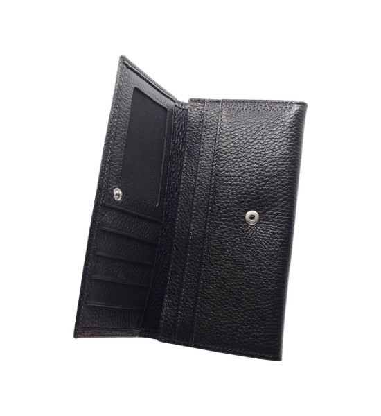 ALC Collection Hakiki Deri Lüks Klasik Kapaklı Unisex Cüzdan (Siyah)