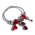 Kırmızı Elmas Ve Anahtar Charm Gümüş Kaplama Çelik Bileklik