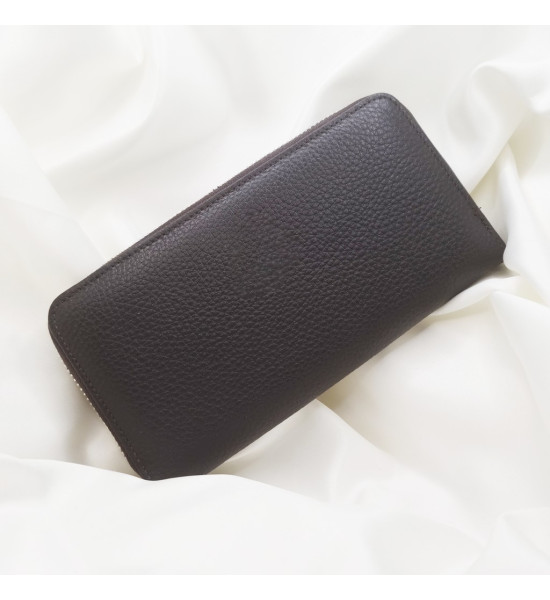 ALC Collection Fermuarlı Lüks Hakiki Deri, Büyük Boy Kadın Cüzdan (Kahverengi)