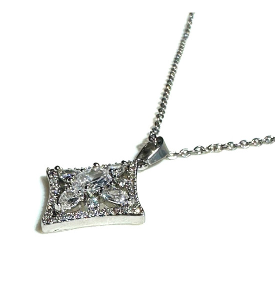 ALC Collection Çiçekli Yıldız Tasarım Zirkon Gümüş Kaplama Çelik Kolye