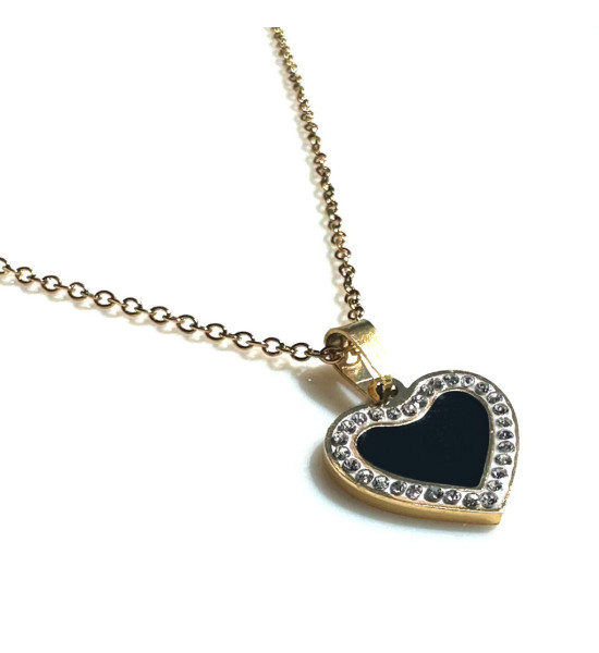 ALC Collection Zirkon Detaylı Altın Kaplama Çelik Kalpli Kolye