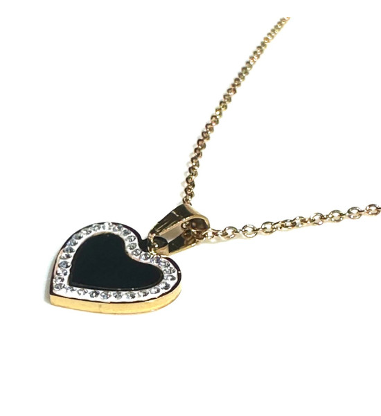 ALC Collection Zirkon Detaylı Altın Kaplama Çelik Kalpli Kolye