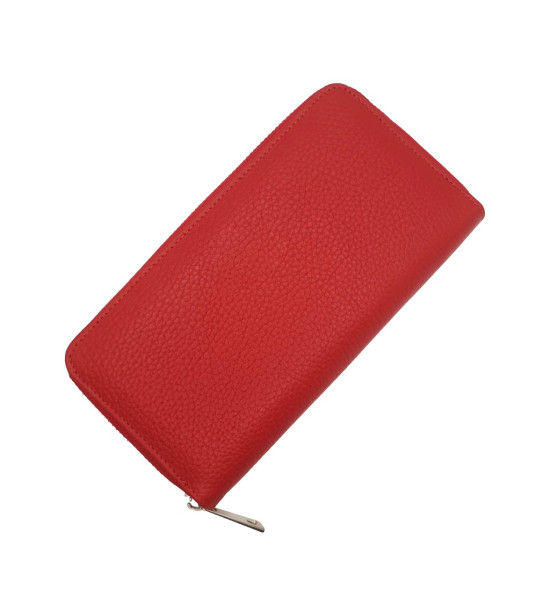 ALC Collection Fermuarlı Lüks Hakiki Deri, Büyük Boy Kadın Cüzdan (Kırmızı)