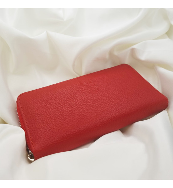 ALC Collection Fermuarlı Lüks Hakiki Deri, Büyük Boy Kadın Cüzdan (Kırmızı)