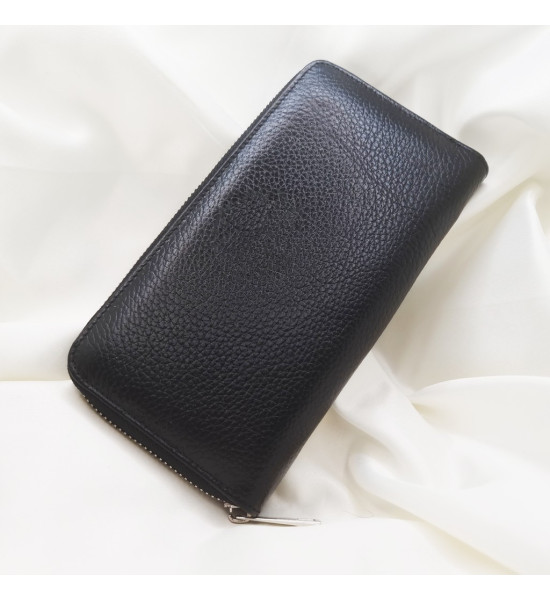 ALC Collection Fermuarlı Lüks Hakiki Deri, Büyük Boy Kadın Cüzdan (Siyah)