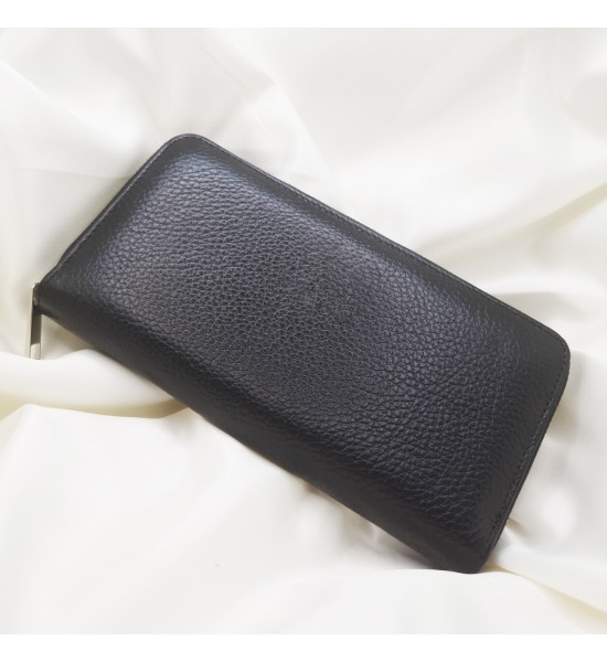 ALC Collection Fermuarlı Lüks Hakiki Deri, Büyük Boy Kadın Cüzdan (Siyah)