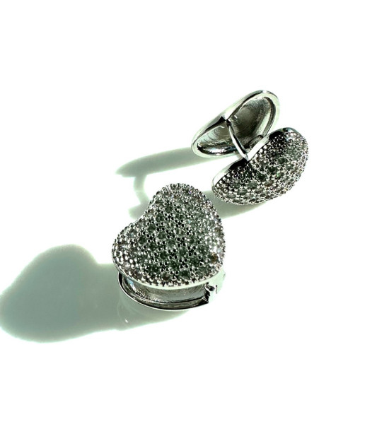 ALC Collection Kalp Tasarım Zirkon Detaylı Çelik Çift Taraflı Küpe