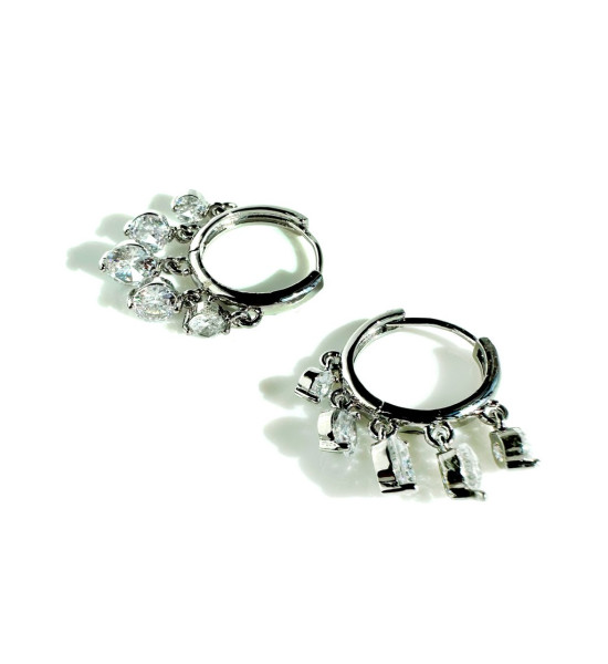 ALC Collection Gümüş Kaplama Beş Taş Sallantılı Çelik Küpe