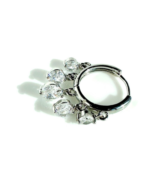 ALC Collection Gümüş Kaplama Beş Taş Sallantılı Çelik Küpe