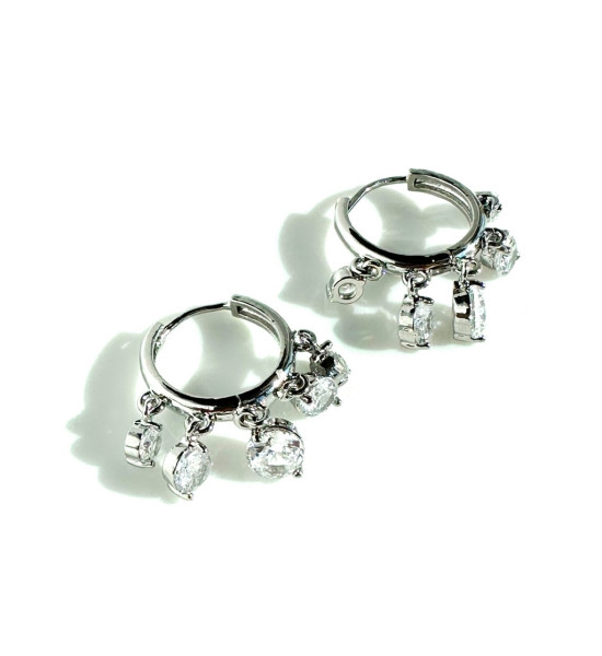 ALC Collection Gümüş Kaplama Beş Taş Sallantılı Çelik Küpe