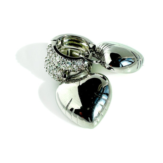 Kalp Tasarım Charm Gümüş Kaplama Çift Kullanım Çelik Küpe