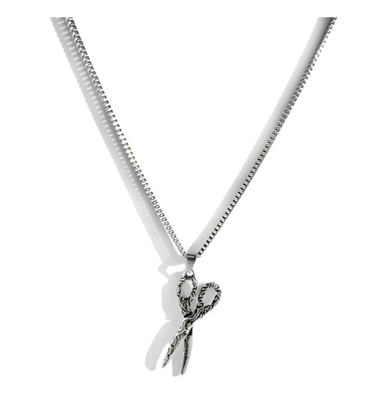 ALC Collection Desenli Makas Objeli Gümüş Kaplama Çelik Zincir Kolye