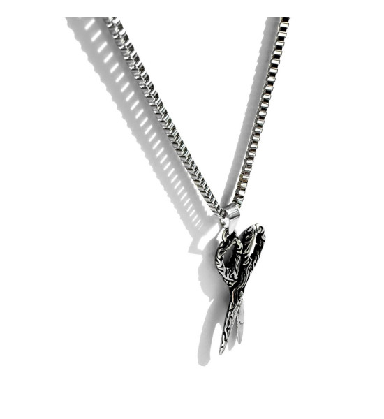 ALC Collection Desenli Makas Objeli Gümüş Kaplama Çelik Zincir Kolye