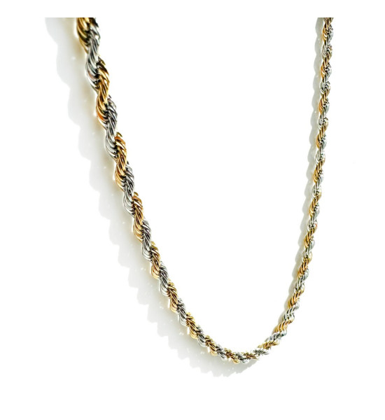 ALC Collection Gold ve Gümüş Burgu Tasarım Çelik Zincir Kolye