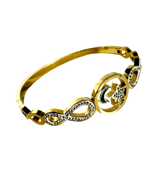 ALC Collection Ayyıldız Temalı Altın Kaplama Çelik Kelepçe Bileklik