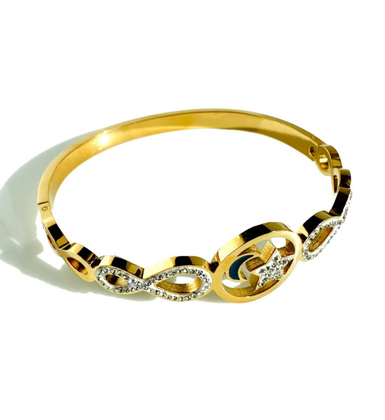 ALC Collection Ayyıldız Temalı Altın Kaplama Çelik Kelepçe Bileklik