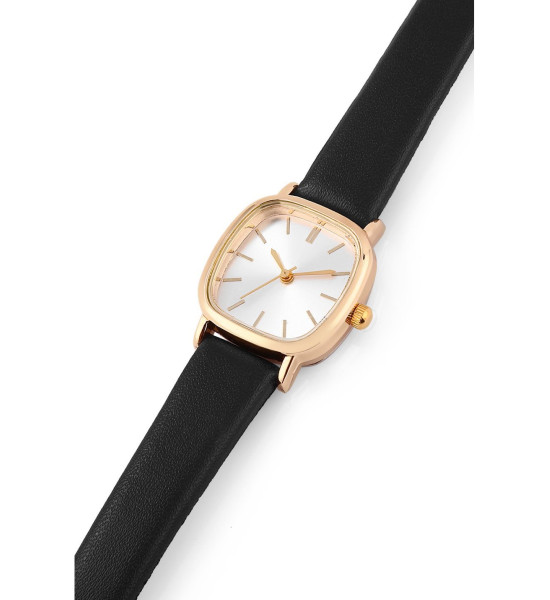 ALC Collection Minimalist Tasarım Şık Deri Siyah Kordon Kadın Kol Saati