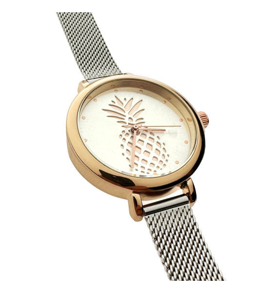 ALC Collection Meyve Desenli Altın Kaplama Gümüş Kordon Kadın Kol Saati