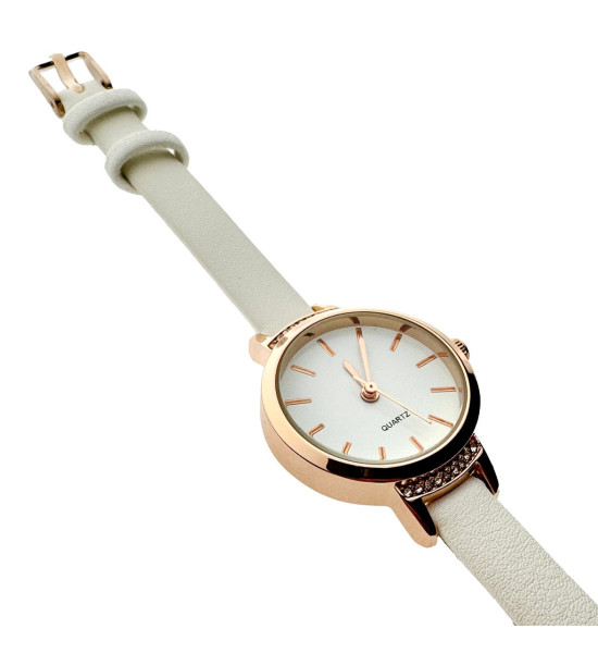 ALC Collection Beyaz Renk Zirkon Detay Altın Kaplama Kadın Kol Saati