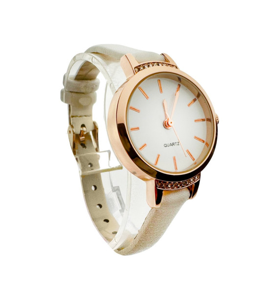 ALC Collection Beyaz Renk Zirkon Detay Altın Kaplama Kadın Kol Saati