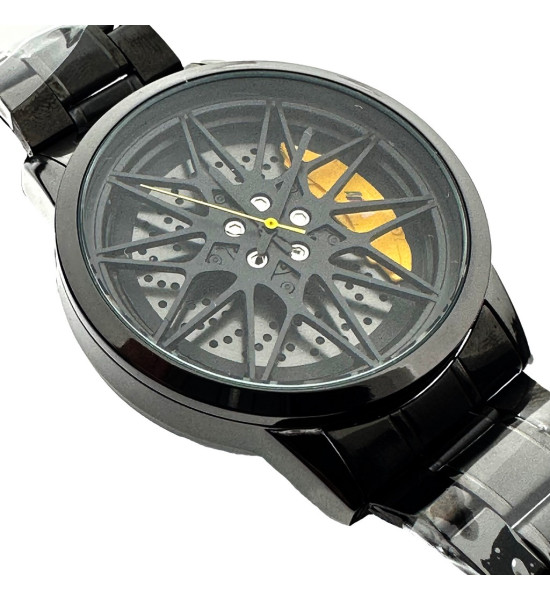 ALC Collection Jant Tasarım Detay Siyah Erkek Kol Saati (Sarı)