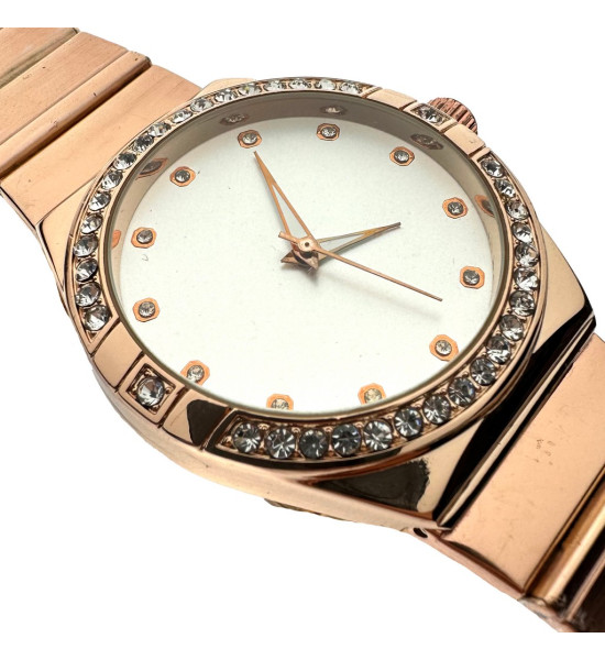 ALC Collection Modern Altın Kaplama Zirkon Detay Kadın Kol Saati