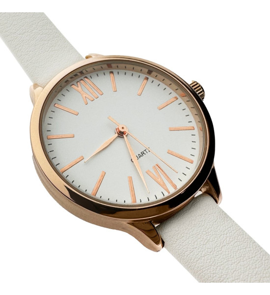 ALC Collection Lüks Beyaz Tasarım Altın Kaplama Sade Kadın Kol Saati