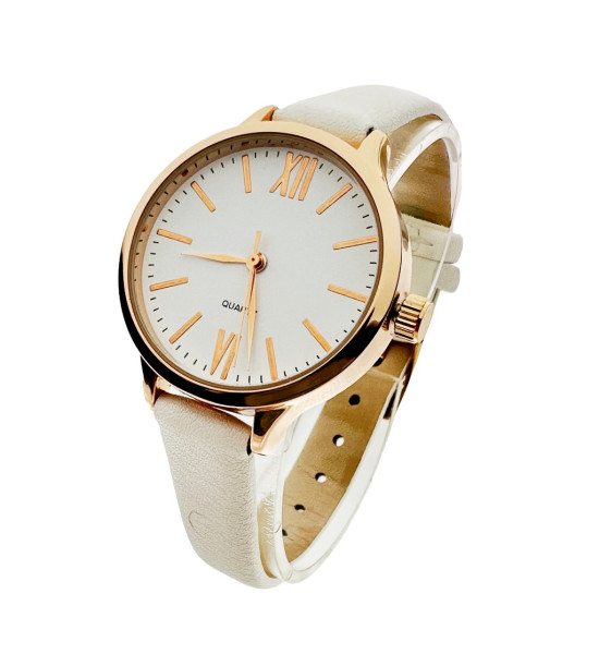 ALC Collection Lüks Beyaz Tasarım Altın Kaplama Sade Kadın Kol Saati