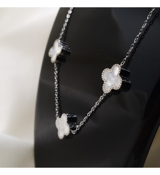 ALC Collection Gümüş Renk Yonca Tasarım Orijinal Çelik Kadın Kolye