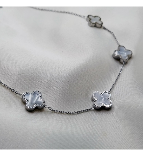 ALC Collection Gümüş Renk Yonca Tasarım Orijinal Çelik Kadın Kolye