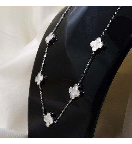 ALC Collection Gümüş Renk Yonca Tasarım Orijinal Çelik Kadın Kolye