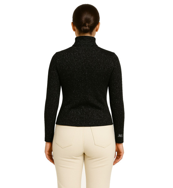 ALC Collection Uzun Kollu Simli Dik Yaka Bluz (Siyah)