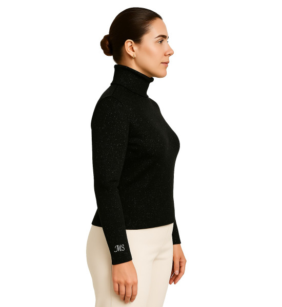 ALC Collection Uzun Kollu Simli Dik Yaka Bluz (Siyah)