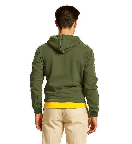 ALC Collection Şardonlu Kompakt Dar Kalıp Erkek Penye Sweatshirt Slim Fit (Asker Yeşili)