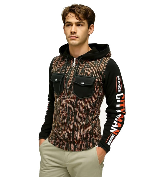 ALC Collection Çizgili Kompakt İki Iplik Şardonlu Erkek Sweatshirt Penye Slim Fit