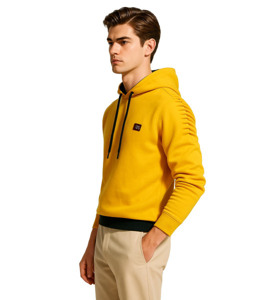 ALC Collection Şardonlu Kompakt Dar Kalıp Erkek Penye Sweatshirt Slim Fit (Sarı)