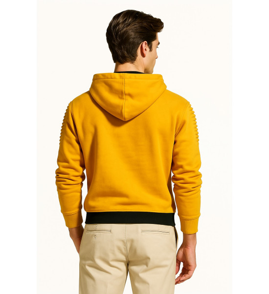 ALC Collection Şardonlu Kompakt Dar Kalıp Erkek Penye Sweatshirt Slim Fit (Sarı)