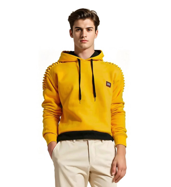 ALC Collection Şardonlu Kompakt Dar Kalıp Erkek Penye Sweatshirt Slim Fit (Sarı)