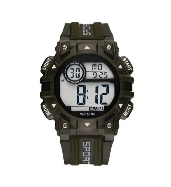 ALC Collection Dijital Su Koruyucu Sportif Büyük Erkek Kol Saati (Asker Yeşili)