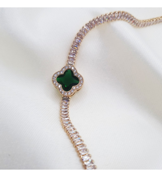 ALC Collection Yeşil Elmas Tasarım Zirkon Detaylı Kadın Bileklik